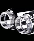 Close-up of Premium Quartz Glass Screw Cap Sampling Vial With PTFE Cap showing threaded caps, ideal for high temp lab testing.