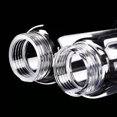 Close-up of Premium Quartz Glass Screw Cap Sampling Vial With PTFE Cap showing threaded caps, ideal for high temp lab testing.