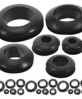Waterproof Double Sided Harness Grommet Kit, 260 Piece Black Rubber Wire Seals for Auto and Industrial Cable Protection, Easy Install Durable Gasket Set, assorted black rubber grommets