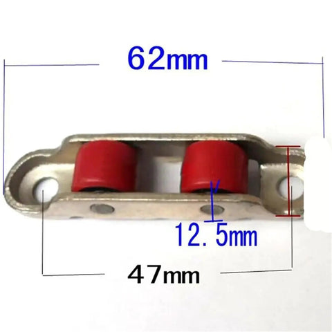 Smooth As Butter Heavy Duty Sliding Door Rollers And Pulley System with red wheels and metal frame, dimensions 62mm x 47mm x 12.5mm.