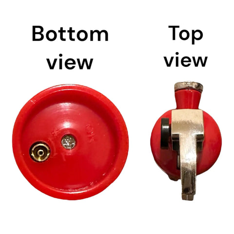 Fire Extinguisher Shaped Refillable Lighter For Collectors And Gag Gifts Shipped Empty No Fuel Inside Red Color Bottom and Top View