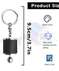 Dope 6 Speed Manual Shift Gear Keychain Solid Polished Metal Mini Transmission Knob Key Ring, 9.5cm size, black finish.