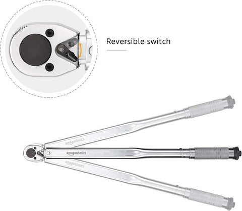 Beefy 1/2-Inch Drive Click Torque Wrench With Audible Click And High Accuracy, 25-250 ft-Lb Range with reversible switch detail
