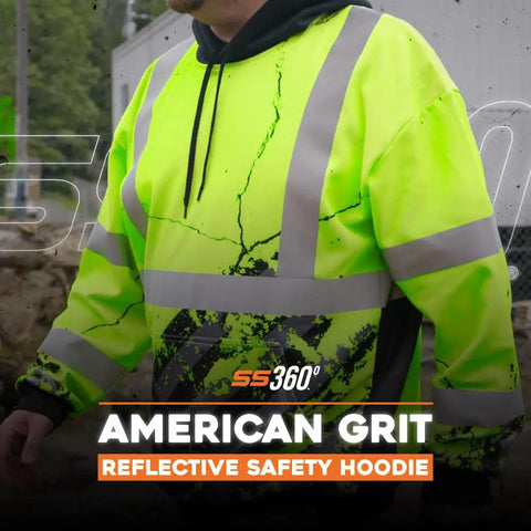 Hi Vis Safety Hoodie For Men Road Crew Ready, Heavy Duty Polyester With Soft Fleece Interior, Class 3 Type R Meets ANSI ISEA 107-2020, Yellow Large, Built Tough For Construction, Outdoor Jobs, And Hazardous Work