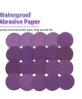 Grab These 2 Inch Wet Dry Sanding Discs With Flocking Backing For Wood Polishing And Surface Prepping From Coarse Grit 60 To Ultra Smooth 10k Silicon Carbide Abrasives That Work Like Magic On Any Project You Got Going Right Now. Waterproof abrasive paper discs in various purple shades.