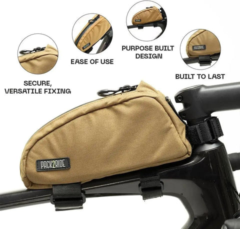 Toprock Frame Bag For Road And Gravel Cycling Water Resistant Cordura 1000D With Durable YKK Aquaguard Zipper on bike frame