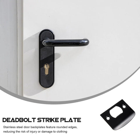 4 Pack Door Latch Backplates And Deadbolt Frame Filler Back Plate Universal Round Lip Black Restorer For Exterior Doors Handle Re Fixing Plates And Corner Covers Conceals Bores And Holes Improves Security Easy Install