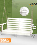 Heavy Duty 1600 LB HDPE Porch Swing For Two With Rotatable Cup Holder 4 FT Outdoor Bench Swing Adjustable Chains