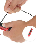 Person using Heavy Duty Wire Strippers For Coaxial Cables And Electrical Wiring Awg 10-20 on black wire.
