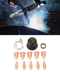 Ultimate 13PC Plasma Cutting Consumables Kit With Tough Nozzles For Harbor Freight 45A Welder, showing nozzles and components for plasma cutting.