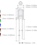 Diagram of Dope 60 Pack Of 5mm LED Diodes Set With Diffused Round Lens For Electronics Projects 3V 20mA Lighting Bulbs Assorted Colors.
