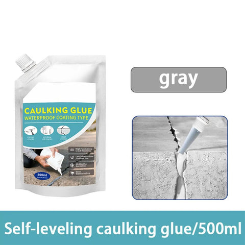 Heavy Duty Concrete Crack Filler Waterproof Self Leveling Sealant Smooth Operator Cement Repair Formula in gray pouch, 500ml size.