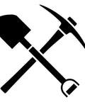 Crossed Shovel And Pick Axe Vinyl Decal 15 Inch By 15 Inch Die Cut Sticker for Mining Expedition with Bold Silhouette