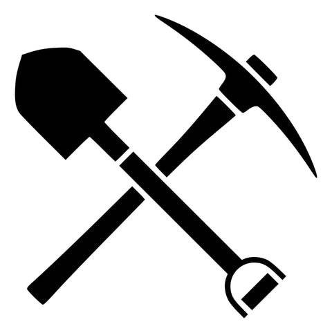 Crossed Shovel And Pick Axe Vinyl Decal 15 Inch By 15 Inch Die Cut Sticker for Mining Expedition with Bold Silhouette