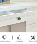 4 Pack White Cabinet Pull Handles With Mounting Screws, Cute Christmas Tree And Snowman Knobs For Cupboards, Drawers, And Dressers, Crystal Glass Accent on open drawer