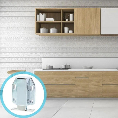 Ultra Smooth Push To Open Cabinet Door Catch Lock Spring Loaded Zinc Alloy Hardware Fits Kitchen Cupboard Drawer Latch Silver 2.55 Inch displayed in modern kitchen.
