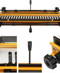 Knockout Woodworking Dovetail Jig Hella Sturdy Router Template With Milling Cutter For Nailed Tight Semi Blind Joints Drawers Cabinet Builds Smooth Aluminum Frame, top and side view.