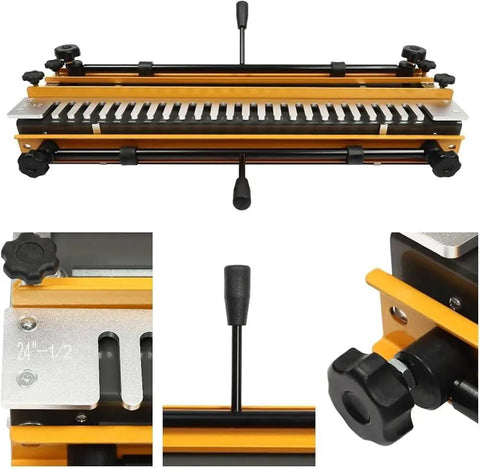 Pro Grade Manual Dovetail Jig With Milling Cutter Producing Dead Tight Semi Blind Joints Solid Aluminum And Steel Build top view with adjustable knobs