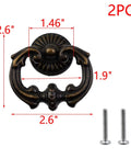 2 Pack Vintage Cabinet Ring Pulls With Oil Rubbed Bronze Finish For Kitchen And Dresser Cabinets Zinc Alloy Knobs With Screws and dimensions