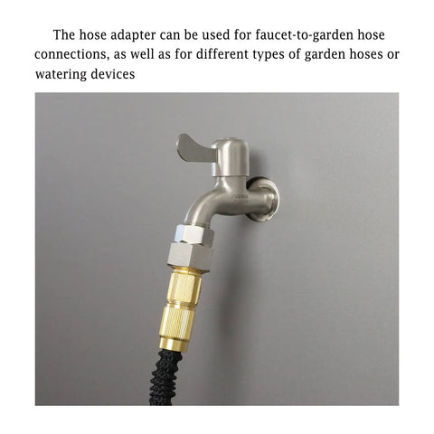Stainless Steel Garden Hose Adapter Set Three Quarter Inch GHT Female To One Half Inch NPT Female Quick Swivel Connectors 304 Stainless Corrosion Resistant Outdoor Watering Fittings Pack Of Two, shown on faucet