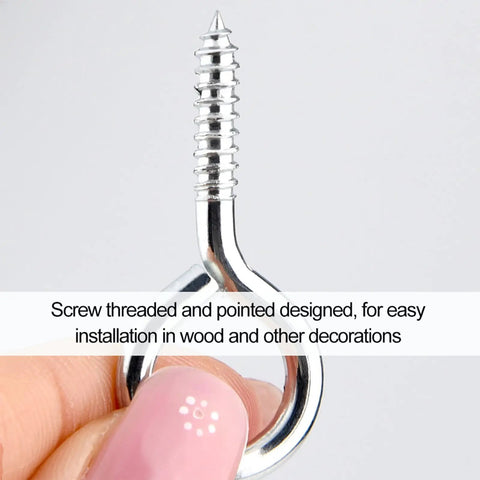 Close-up of single eye screw from 100 Piece Eye Bolts And Eye Screws Hooks Set For Hanging Crafts DIY Projects Assorted 5 Sizes M2.5 M3 M4 RustResistant Carbon Steel With Zinc Plating Easy SelfTapping Installation For Indoor Or Outdoor Use