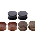 Organic Wood Ear Gauges Set, 6 Pieces, Double Flared Saddle Plugs Stretcher for Punk Piercing, Three Quarter Inch 20mm Gauge, Brown and Black Teak Finish.