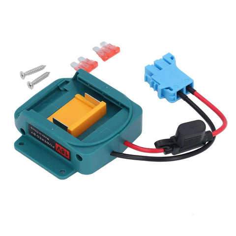 18V Battery Adapter Conversion Kit With Wire Harness Holder For BL1850 BL1860 Batteries, Durable Blue Connector, with screws in view