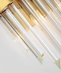 Close-up of Modern Clear Crystal Wall Sconce With Slick Diamond Etching And Bright Up Down Lighting For Bedroom Foyer Or Dining Nook Top Shelf Gold Hardware Fast Mount Good Vibes Smooth Room Refresh, showing gold accents.