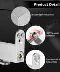 Self Closing Hidden Bookcase Door Hinges With Screws Stainless Steel 360 Degree Pivot System product details showing brushed finish.