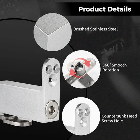 Self Closing Hidden Bookcase Door Hinges With Screws Stainless Steel 360 Degree Pivot System product details showing brushed finish.