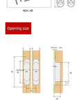 Diagram and dimensions of Indoor Wooden Door Invisible Hinge With 180 Degree Swing 3D Adjustable Hidden Concealed Hinge