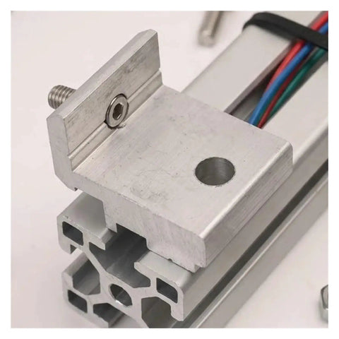 Close-up of Beefy Aluminum Alloy Shelf Mount Bracket Corner Support for European Standard 30, showing detailed structure and screw fitting.