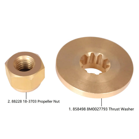 Thrust Washer And Prop Nut Kit For Mercury Outboard Motors 9.9HP To 25HP Durable Marine Grade Replacement Includes 858498 8M0027793