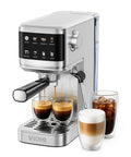 Sick Home Barista Essential Featuring Professional Espresso Machine With Milk Frother And Instant Cold Brew Maker, compact stainless steel brewer.