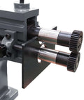 Close-up of TB-12 Bead Bender Beading Machine 8 Inch Rotary Forming Tool with heavy-duty cast iron construction and rollers for sheet metal.