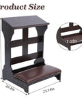 Wooden Prayer Kneeler Bench With Cushion Pad For Home Or Church, Easy Assembly Kneeling Chair With Shelf, Sturdy Pine Wood Praying Stool 23W X 20D X 32H with size dimensions visible