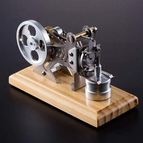 DIY Sterling Engine Kit For Vacuum Engine Model Enthusiasts, Tech Nerds, Physics Experiments, Desktop STEM Toy, Hands On Learning Demo, Build Your Own Vintage Heat Engine on wooden base