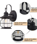 2 Pack Outdoor Wall Sconce Lanterns With E26 Base Socket Waterproof Black Exterior Lights Clear Glass Shade