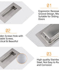 Brushed Nickel Flush Pull 2 Pack Stainless Steel Rectangle Sliding Door Handle With Hidden Screws For Drawers Cabinets Description
