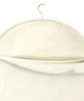 Compact Triple Tier Hanging Closet Organizer With Airy Mesh Pockets ideal for storing bras and socks in cream color.
