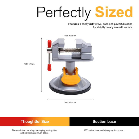 Compact Tabletop Vise Clamp For Jewelry Making, Soldering, Watch Repair And Crafts With 360 Degree Swivel Base And Suction Mount
