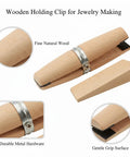 Adjustable Wooden Jewelry Holding Clip Clamp For Ring Shanks And Small Components 5.7 Inch Workbench Vice Secure Gentle Grip DIY Jewelry Making Tool For Stable Crafting And Precise Assembly, natural wood with metal hardware