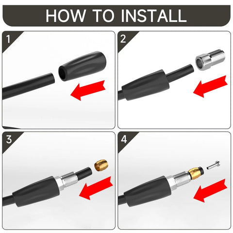 Installation guide for Long 5000mm 16 Foot 4 In Hydraulic Brake Hose For Sram And Shimano Disc Brakes BH90 Compatibility.