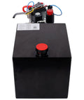 Heavy Duty 3200 PSI 12V DC Double Acting Hydraulic Power Unit Pump With 6 Qt Steel Reservoir top view with red cap