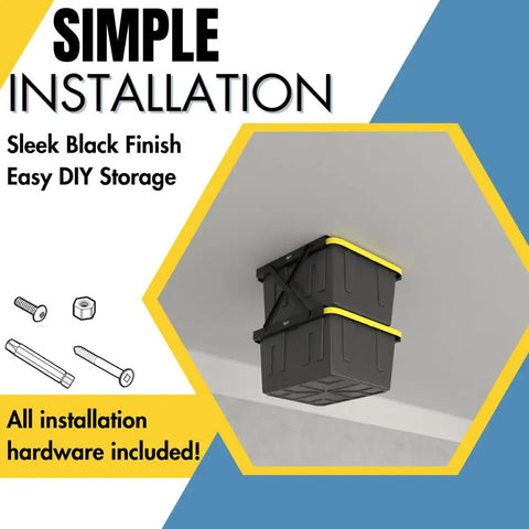 Heavy Duty Dual Rail Overhead Garage Storage System Stacking Ceiling Racks For Tote Bins Solid As A Rock No Sweat Hardware Included Easy Setup Made In Usa Totally Dope