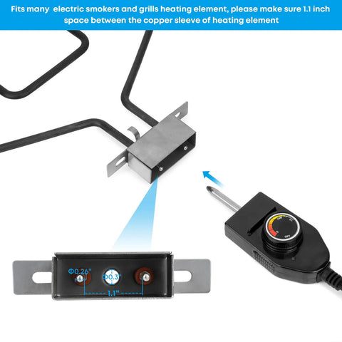 Power Cord With Built In Thermostat Controller For Heating Element Replacement 125V 15A shown with probe and display