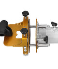Boss Level Stainless Steel Router Mortising Jig And Slotting Locator with clear base and adjustable knobs for precision woodworking.