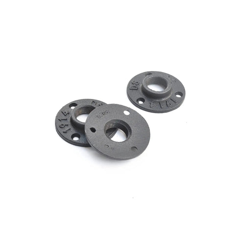 Solid As A Rock 16 Foot Black Industrial Pipe Handrail Wall Mounted Railing For Indoor Stairs Built Dead Nuts Strong With Sleek Vintage Metal Look Upgrades Your Entire Home Space black metal pipe flanges, set of three.