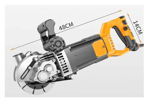 Heavy Duty 4800W Electric Wall Grooving Machine Pro Wall Chaser And Slot Cutter For Smooth Concrete Marble Cutting Built Tough Dust Shield Power Tool Rig with dimensions.