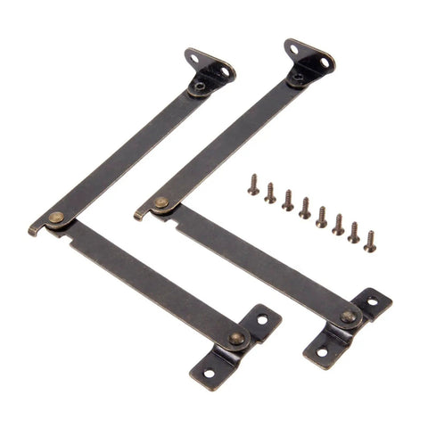 2 Pack Left Side Lid Support Hinges Fold Up Stay Hinges For Wood Boxes Cabinets Jewelry Boxes Toy Chests And Gift Boxes 4.25 Inch By 0.43 Inch Zinc Alloy Durable Hardware